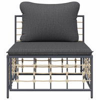 Thumbnail for Garten-Mittelsofa mit Dunkelgrauen Kissen Poly Rattan