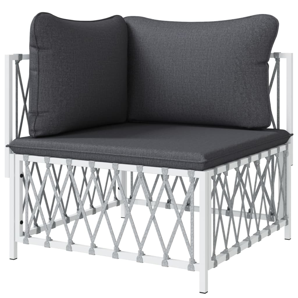 Garten-Ecksofa mit Kissen Weiß Gewebe