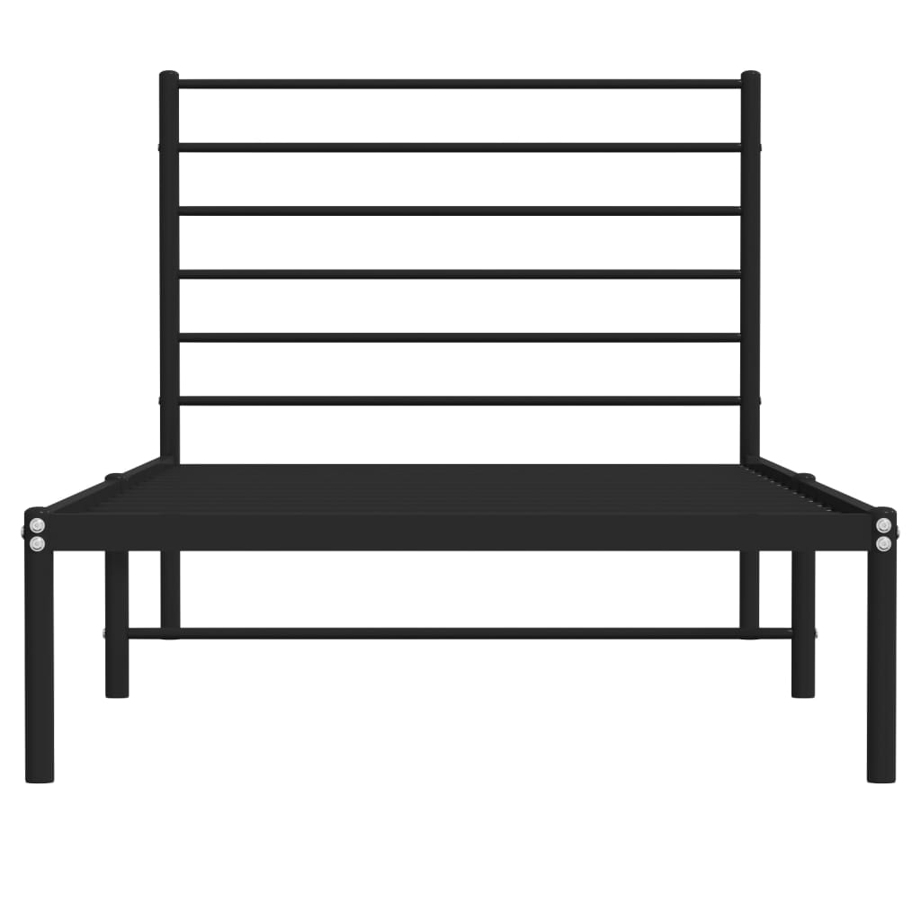 Bettgestell mit Kopfteil Metall Schwarz 100x200 cm