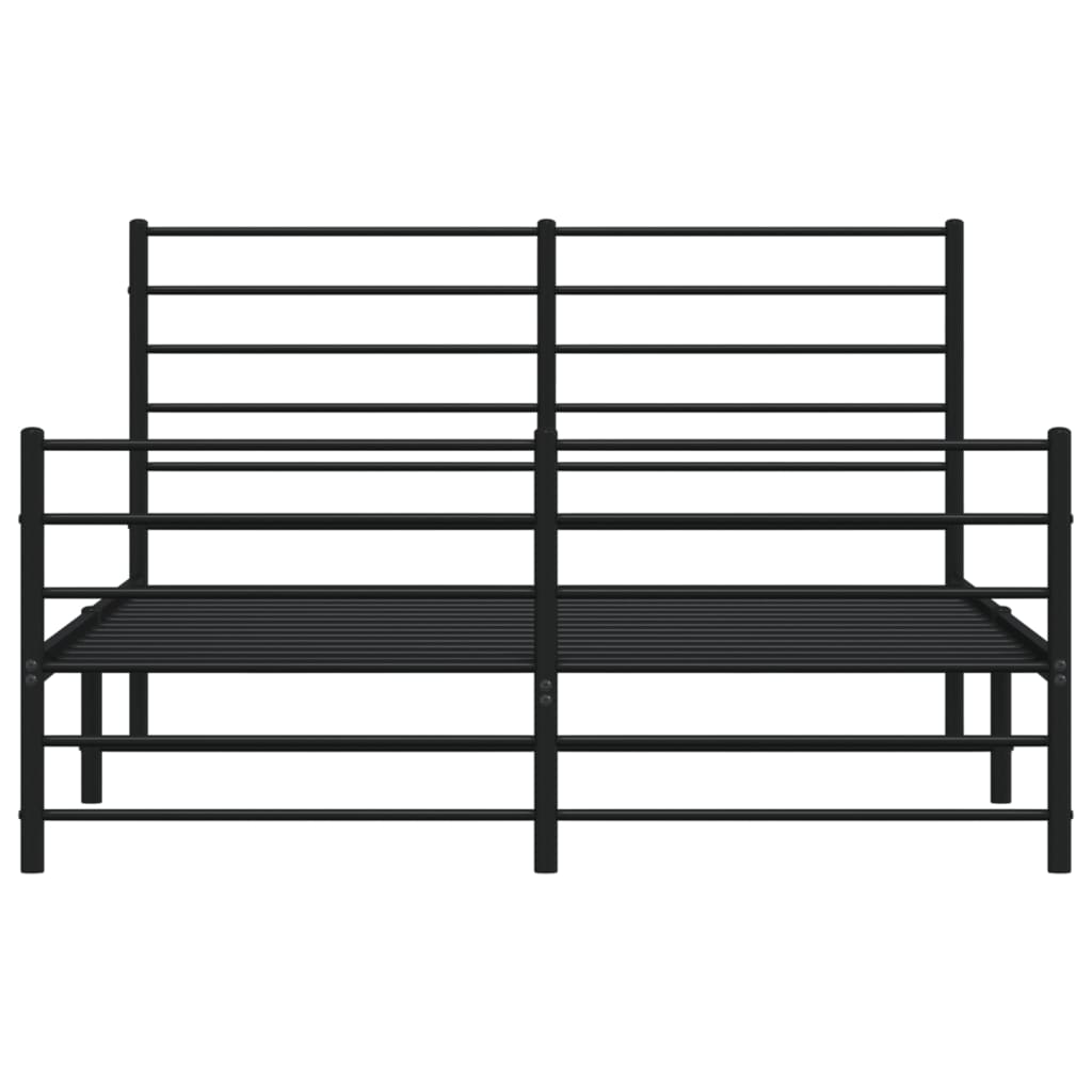 Bettgestell mit Kopf- und Fußteil Metall Schwarz 120x200 cm