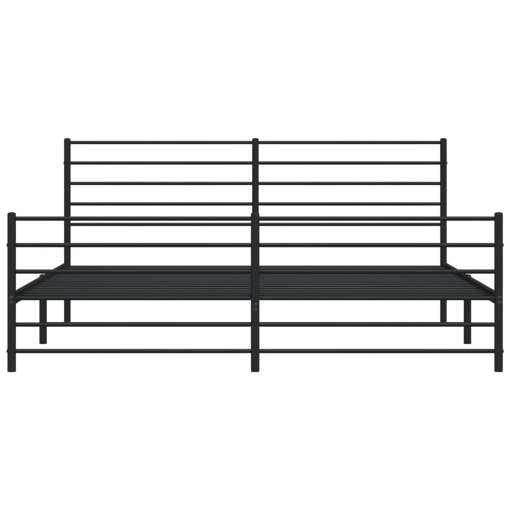 Bettgestell mit Kopf- und Fußteil Metall Schwarz 200x200 cm