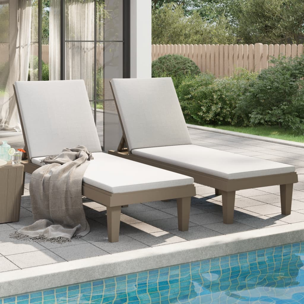Sonnenliegen 2 Stk. Hellbraun 155x58x83 cm Polypropylen
