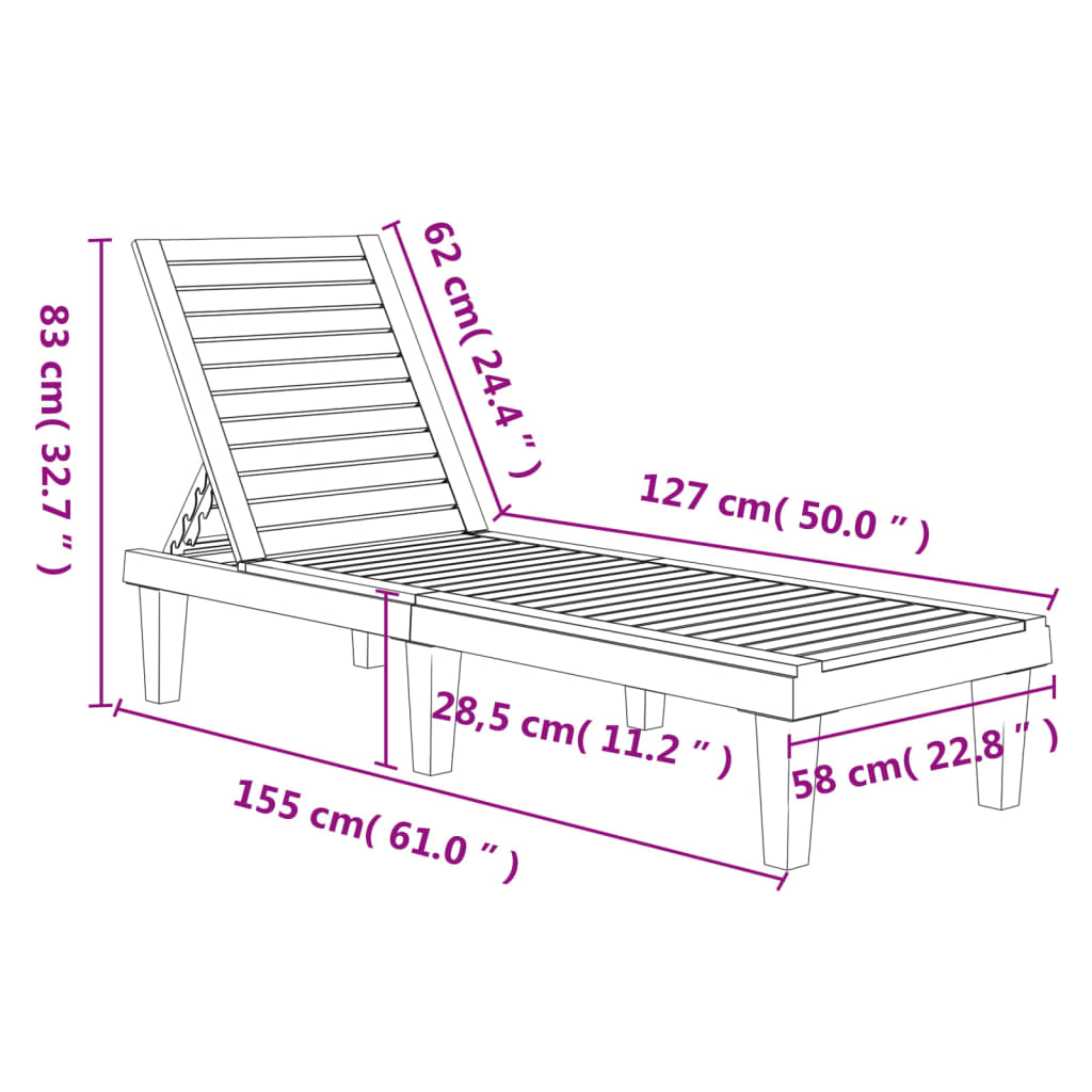 Sonnenliegen 2 Stk. Hellbraun 155x58x83 cm Polypropylen