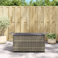Thumbnail for Gartenbank mit Kissen Grau 116x46x57 cm Poly Rattan