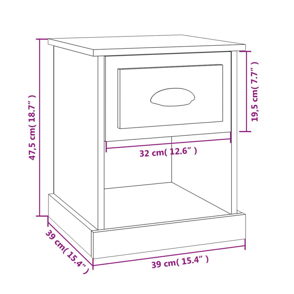 Nachttische 2 Stk. Braun Eiche 39x39x47,5 cm Holzwerkstoff