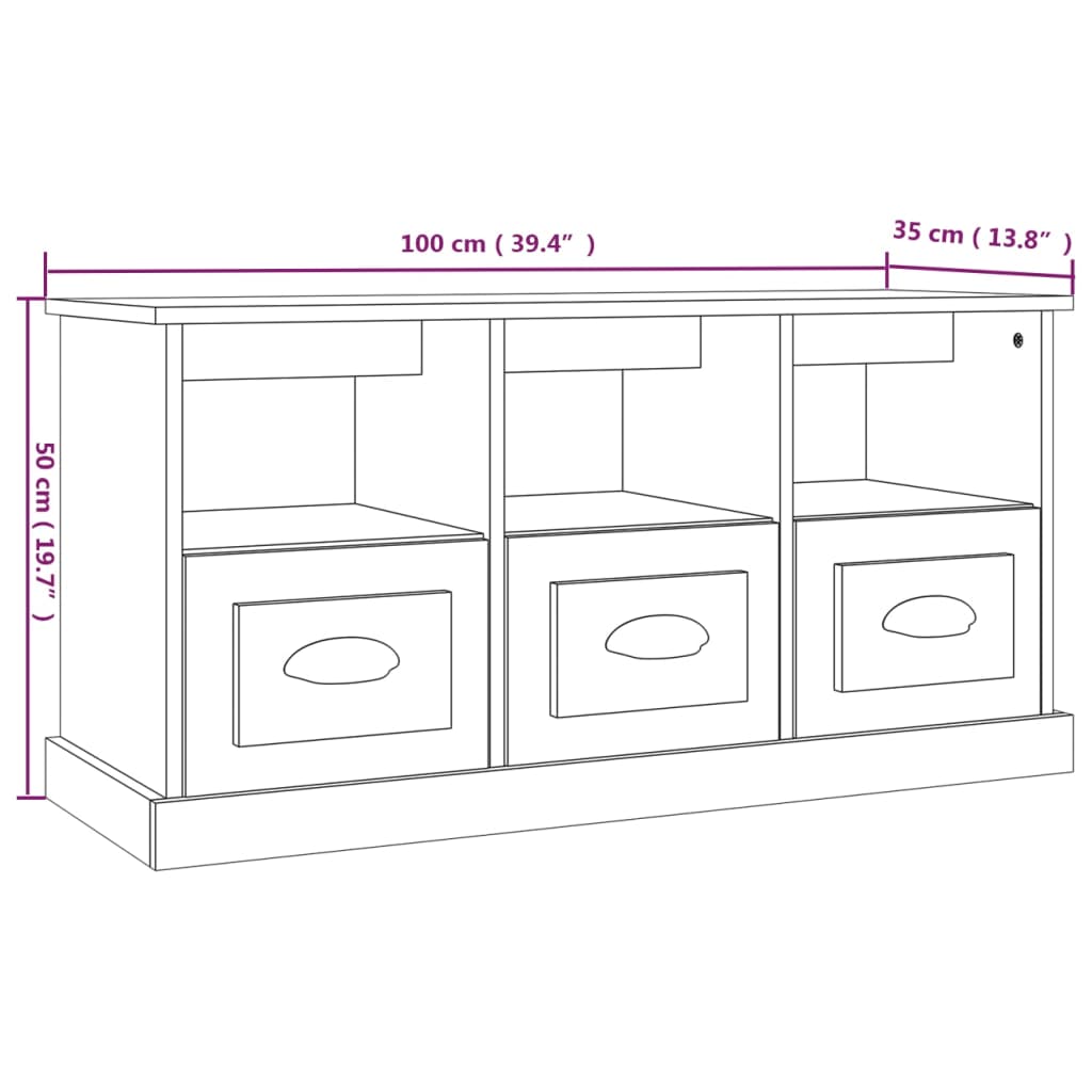 TV-Schrank Schwarz 100x35x50 cm Holzwerkstoff