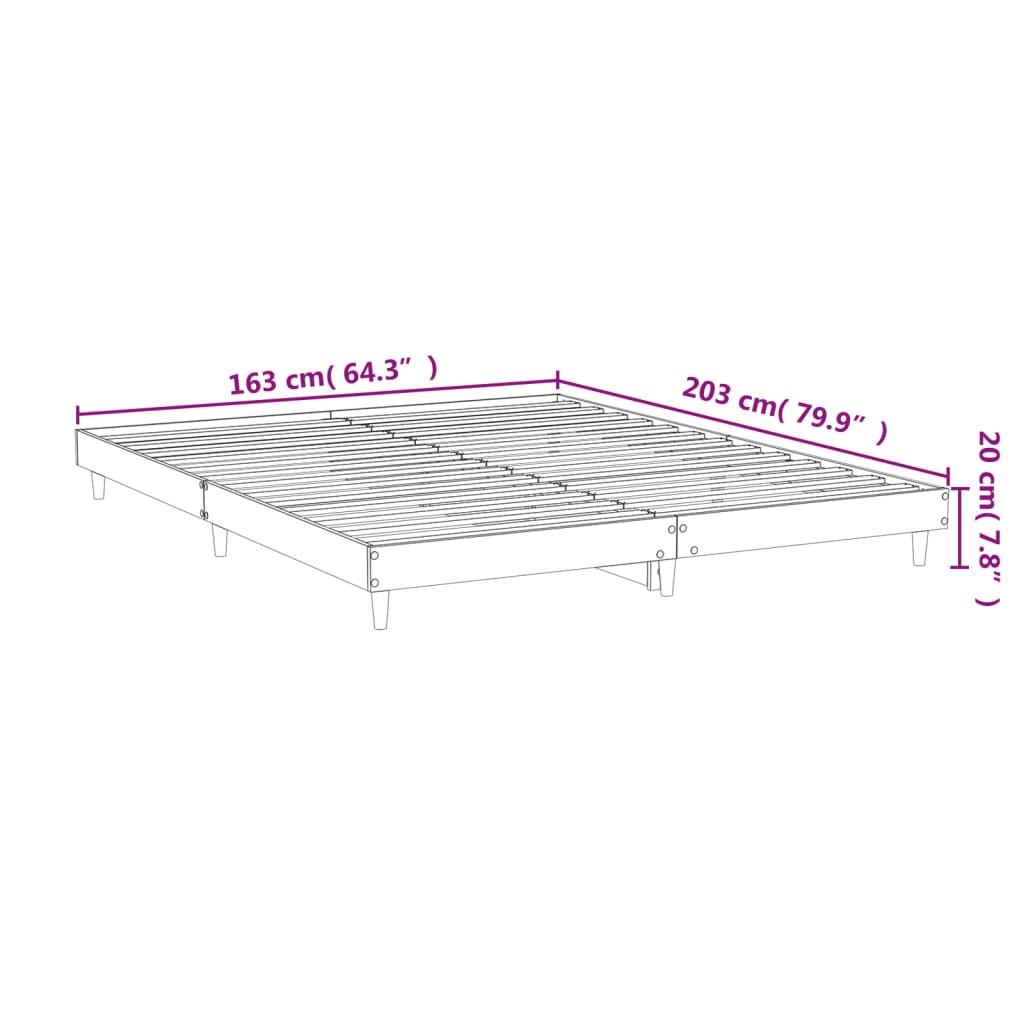 Bettgestell Grau Sonoma 160x200 cm Holzwerkstoff