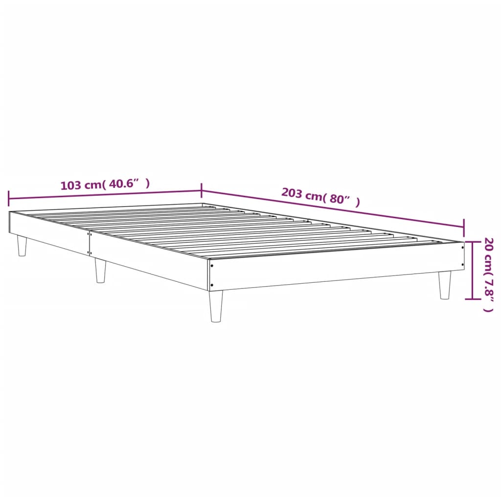 Bettgestell Schwarz 100x200 cm Holzwerkstoff