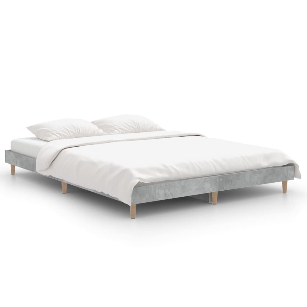 Bettgestell Betongrau 135x190 cm Holzwerkstoff