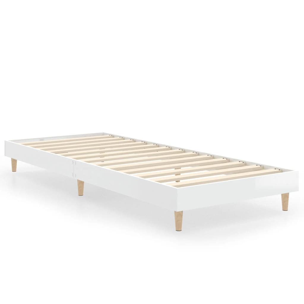 Bettgestell Hochglanz-Weiß 75x190 cm Holzwerkstoff