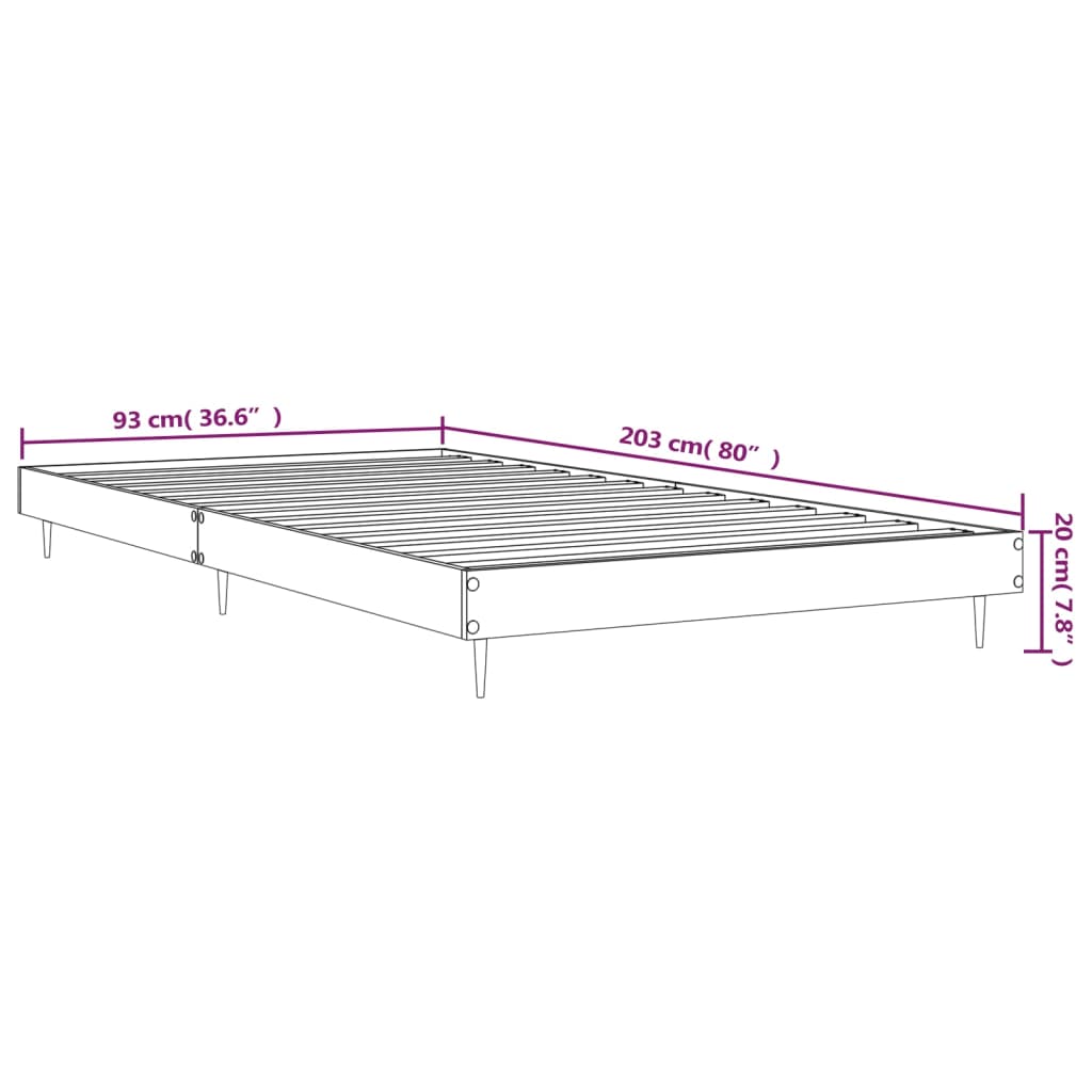 Bettgestell Braun Eichen-Optik 90x200 cm Holzwerkstoff