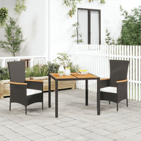 Thumbnail for 3-tlg. Garten-Essgruppe mit Kissen Schwarz Poly Rattan