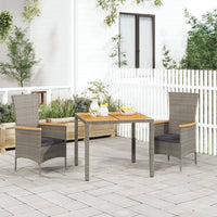 Thumbnail for 3-tlg. Garten-Essgruppe mit Kissen Grau Poly Rattan