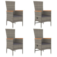 Thumbnail for 5-tlg. Garten-Essgruppe mit Kissen Grau Poly Rattan