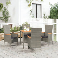 Thumbnail for 5-tlg. Garten-Essgruppe mit Kissen Grau Poly Rattan