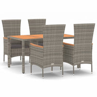 Thumbnail for 5-tlg. Garten-Essgruppe mit Kissen Grau Poly Rattan