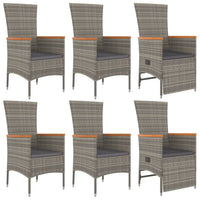 Thumbnail for 7-tlg. Garten-Essgruppe mit Kissen Grau Poly Rattan