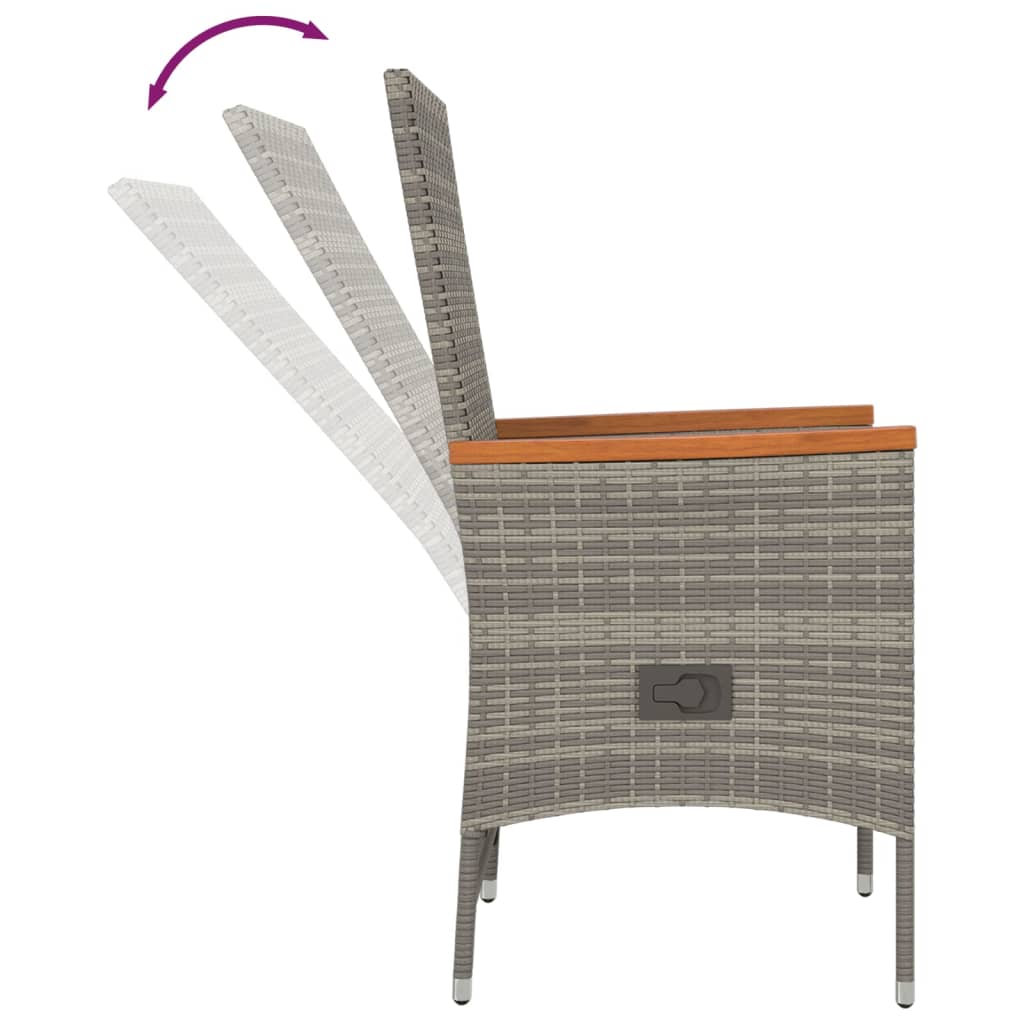 9-tlg. Garten-Essgruppe mit Kissen Grau Poly Rattan