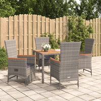 Thumbnail for 5-tlg. Garten-Essgruppe mit Kissen Grau Poly Rattan