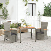 Thumbnail for 3-tlg. Garten-Essgruppe mit Kissen Grau Poly Rattan