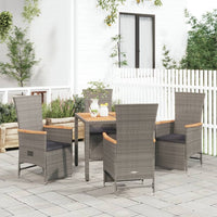 Thumbnail for 5-tlg. Garten-Essgruppe mit Kissen Grau Poly Rattan