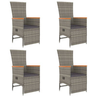 Thumbnail for 5-tlg. Garten-Essgruppe mit Kissen Grau Poly Rattan