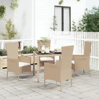 Thumbnail for 5-tlg. Garten-Essgruppe mit Kissen Beige Poly Rattan