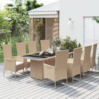 Thumbnail for 9-tlg. Garten-Essgruppe mit Kissen Beige Poly Rattan