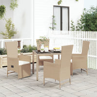 Thumbnail for 5-tlg. Garten-Essgruppe mit Kissen Beige Poly Rattan