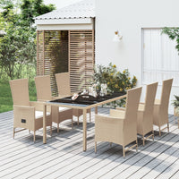Thumbnail for 7-tlg. Garten-Essgruppe mit Kissen Beige Poly Rattan