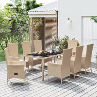 Thumbnail for 9-tlg. Garten-Essgruppe mit Kissen Beige Poly Rattan