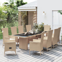 Thumbnail for 11-tlg. Garten-Essgruppe mit Kissen Beige Poly Rattan
