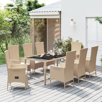 Thumbnail for 9-tlg. Garten-Essgruppe mit Kissen Beige Poly Rattan