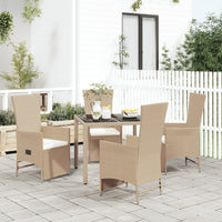 Thumbnail for 5-tlg. Garten-Essgruppe mit Kissen Beige Poly Rattan