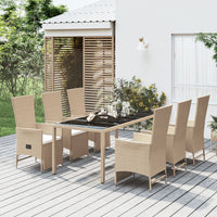 Thumbnail for 7-tlg. Garten-Essgruppe mit Kissen Beige Poly Rattan