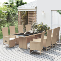 Thumbnail for 9-tlg. Garten-Essgruppe mit Kissen Beige Poly Rattan