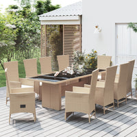 Thumbnail for 11-tlg. Garten-Essgruppe mit Kissen Beige Poly Rattan