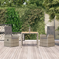 Thumbnail for 3-tlg. Garten-Essgruppe mit Kissen Grau Poly Rattan