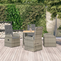 Thumbnail for 5-tlg. Garten-Essgruppe mit Kissen Grau Poly Rattan