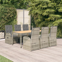 Thumbnail for 7-tlg. Garten-Essgruppe mit Kissen Grau Poly Rattan