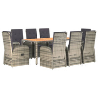 Thumbnail for 9-tlg. Garten-Essgruppe mit Kissen Grau Poly Rattan