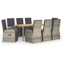 Thumbnail for 9-tlg. Garten-Essgruppe mit Kissen Grau Poly Rattan