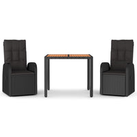 Thumbnail for 3-tlg. Garten-Essgruppe mit Kissen Schwarz Poly Rattan