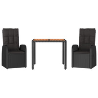 Thumbnail for 3-tlg. Garten-Essgruppe mit Kissen Schwarz Poly Rattan