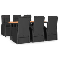 Thumbnail for 7-tlg. Garten-Essgruppe mit Kissen Schwarz Poly Rattan