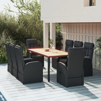 Thumbnail for 9-tlg. Garten-Essgruppe Schwarz Poly Rattan & Massivholz Akazie