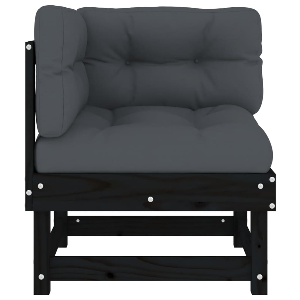 Ecksofa mit Kissen Schwarz Massivholz Kiefer