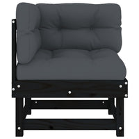 Thumbnail for Ecksofa mit Kissen Schwarz Massivholz Kiefer