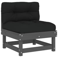 Thumbnail for Mittelsofa mit Kissen Grau Massivholz Kiefer