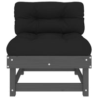 Thumbnail for Mittelsofa mit Kissen Grau Massivholz Kiefer